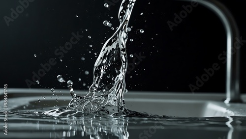 Water splashing in a sink, creating a rhythmic melody with droplets.