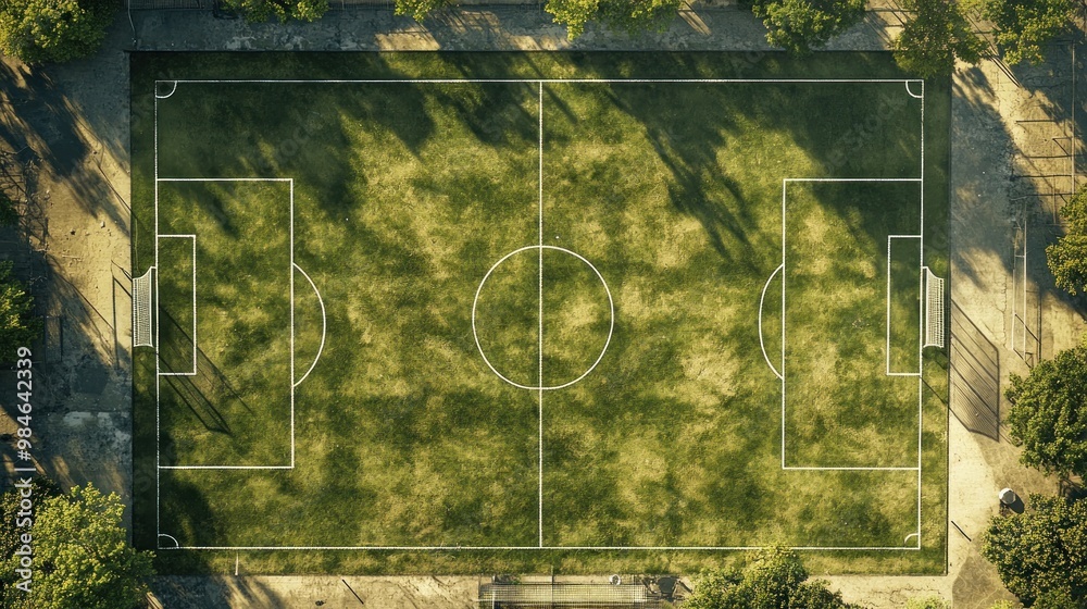Fototapeta premium soccer field aerial view with lines