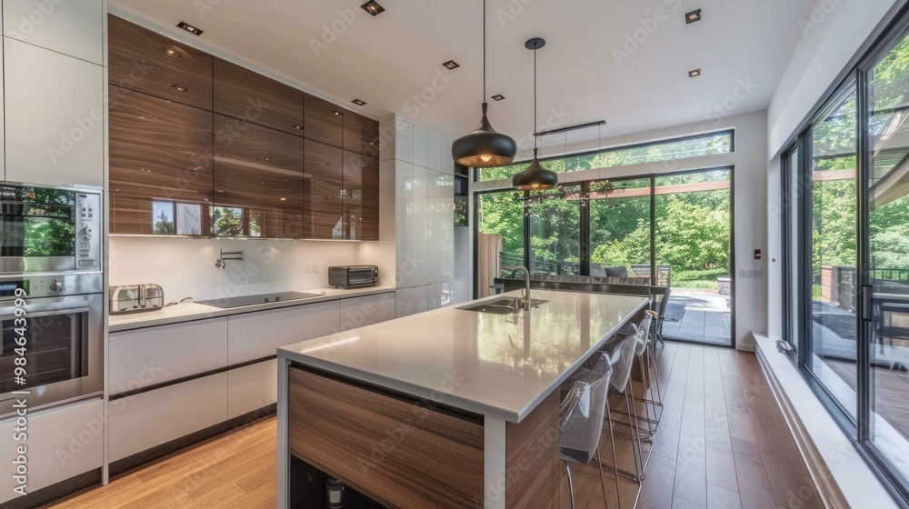 Modern Kitchen with Large Windows Modern Kitchen with Large Windows
