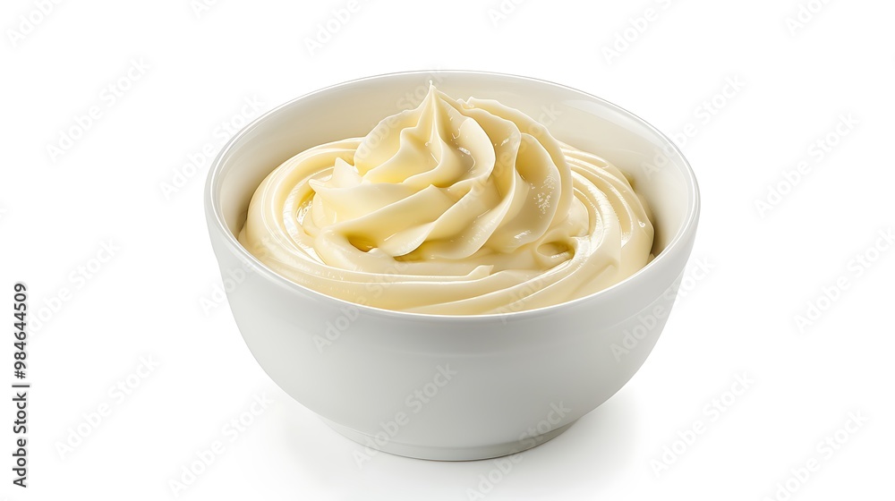Mayonnaise in a bowl on a white background Mayonnaise in a bowl on a white background