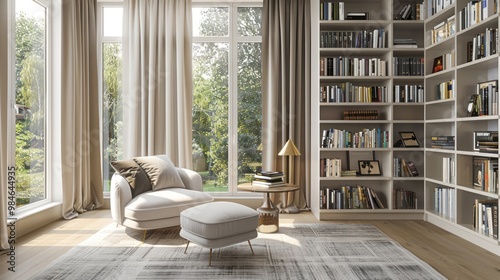 Wallpaper Mural Cozy Reading Nook with Built-in Bookshelves Torontodigital.ca