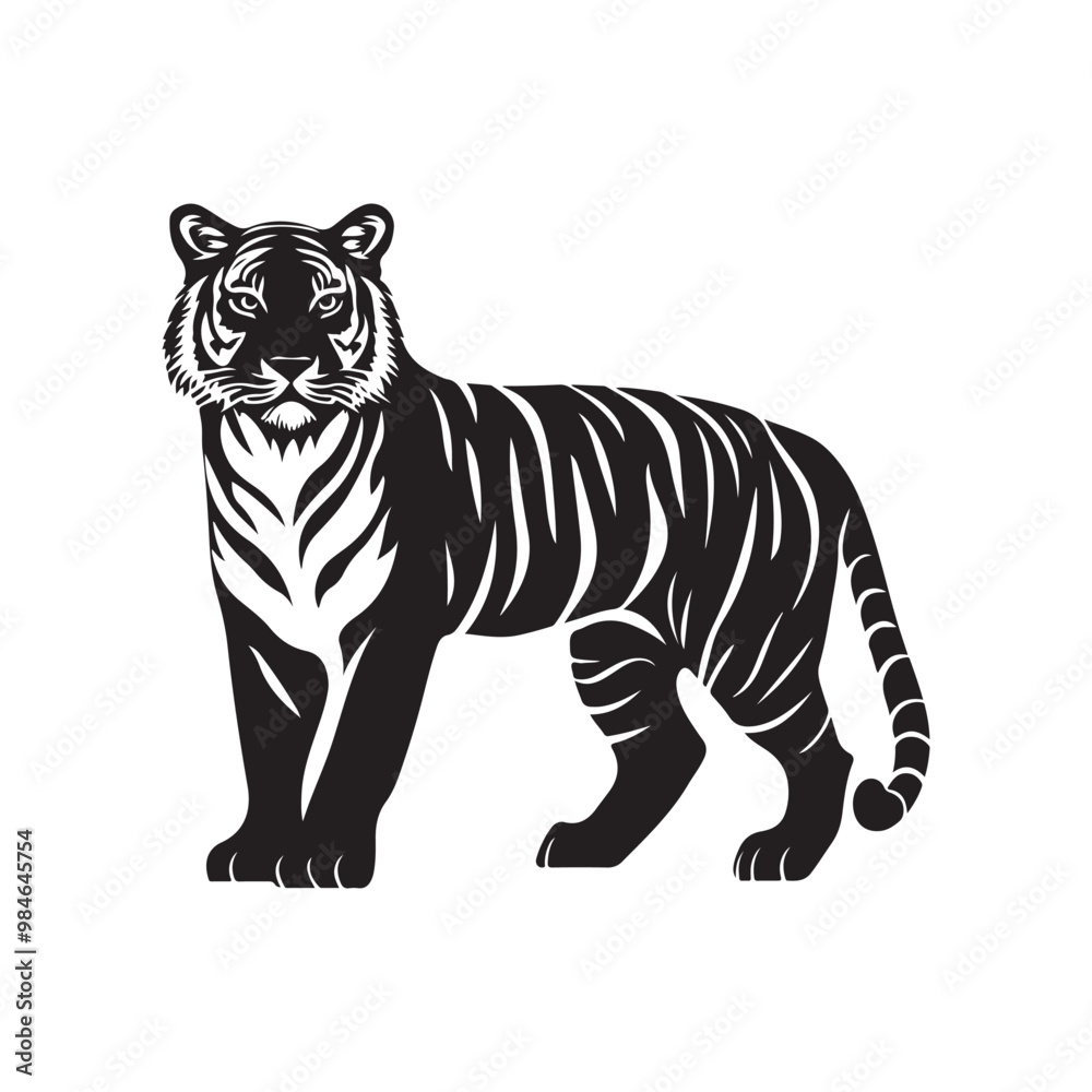 Obraz premium vector of black silhouette of tiger