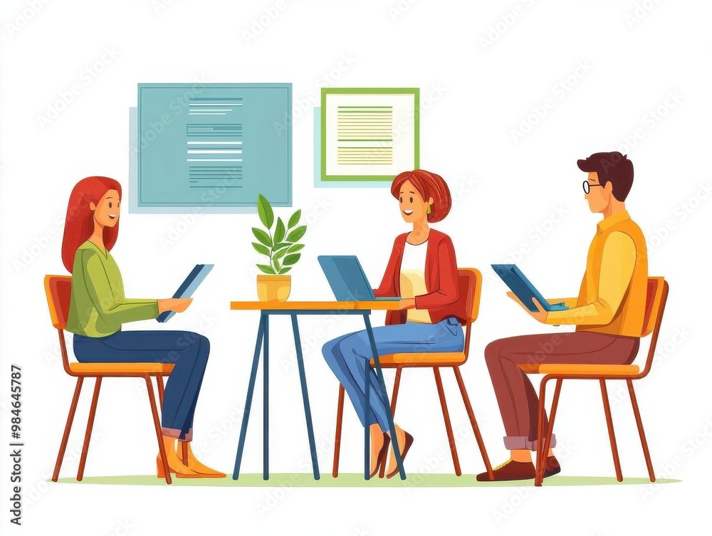 Education support programs, jobless people gaining skills, flat design illustration Education support programs, jobless people gaining skills, flat design illustration
