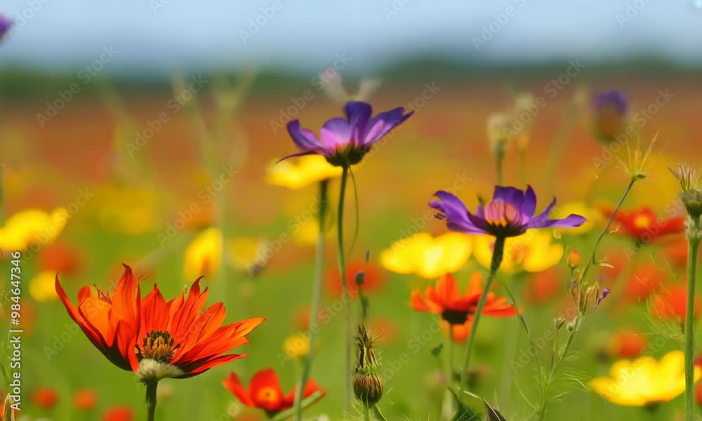 Vibrant wildflowers in bloom Video hyperrealistic Vibrant wildflowers in bloom Video hyperrealistic