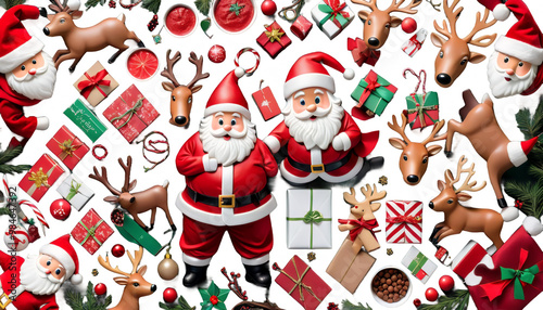  day claus parade christmas santa reindeer christmas santa santa christmas claus holiday cartoon animal winter dog red cat hat illustration snow happy reindeer funny pet celebration isolated white