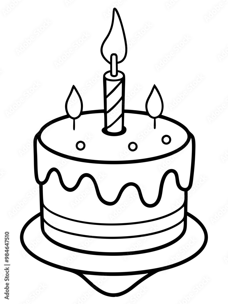 Birthday cake with candle line art vector illustration
Birthday cake with candle line art vector illustration