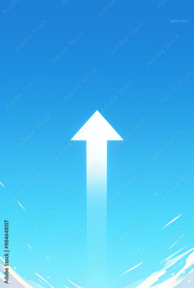 Light Blue Background with a Large White Arrow Pointing Downward in the Center. Smooth Gradient Enhancing the Design. Light Blue Background with a Large White Arrow Pointing Downward in the Center. Smooth Gradient Enhancing the Design.