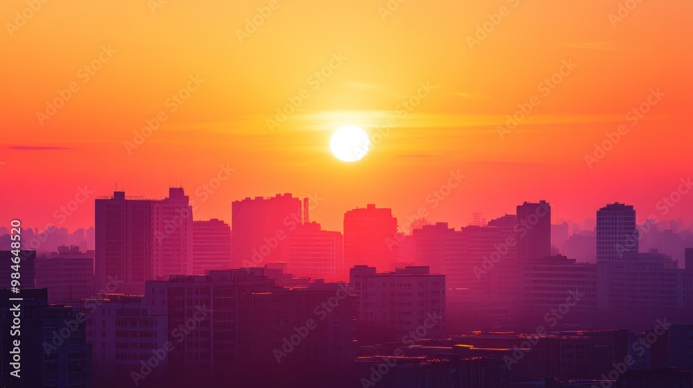A vibrant sunset over a city skyline, casting colorful hues across the buildings. A vibrant sunset over a city skyline, casting colorful hues across the buildings.