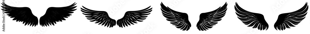 Flying winged frame. A long feathered wing. Icon of an angel or a bird ...