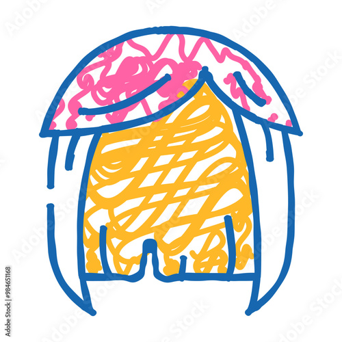 wig hair doodle icon sketch vector. wig hair sign. isolated symbol illustration