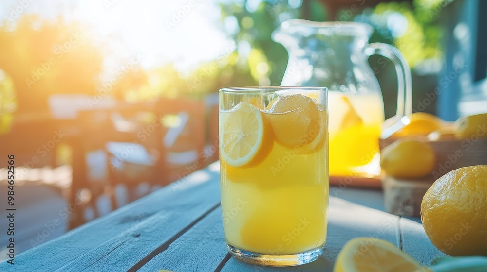Refreshing Lemonade on a Sunny Outdoor Patio Refreshing Lemonade on a Sunny Outdoor Patio
