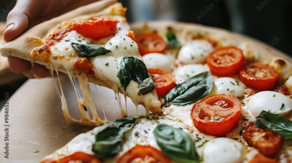Delicious Homemade Margherita Pizza with Fresh Tomatoes and Basil Delicious Homemade Margherita Pizza with Fresh Tomatoes and Basil