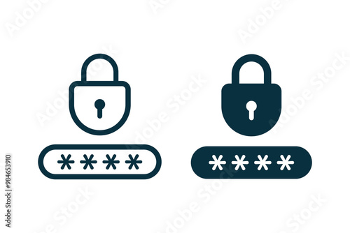 Security password icon in trendy flat and line style design. Padlock with password icon. Password symbol