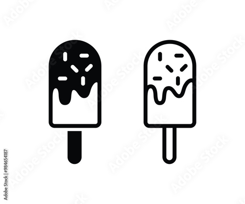 Popsicle ice cream icon symbol. Ice cream icon. Ice lolly icon. Popsicle simple flat and line vector icon.