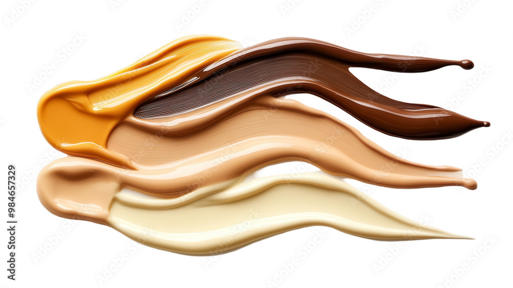 Cosmetic foundation color palette, liquid strokes, cream tube design. Cosmetic foundation color palette, liquid strokes, cream tube design.