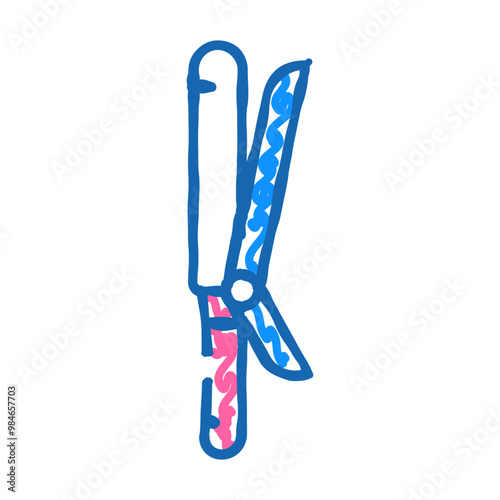curling iron doodle icon sketch vector. curling iron sign. isolated symbol illustration