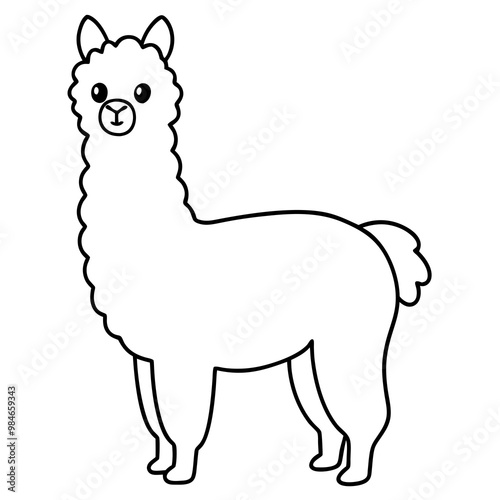 Minimalist Alpaca Fluffy Body & Graceful Neck Vector Art