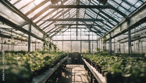 Greenhouse filled with vibrant plants, showcasing the beauty of nature and the art of horticulture
