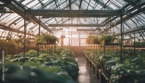 Greenhouse filled with vibrant plants, showcasing the beauty of nature and the art of horticulture
