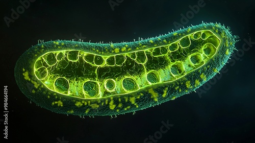 Microscopic View of a Green Algae Cell