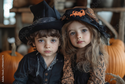 little kids dressed up for Halloween