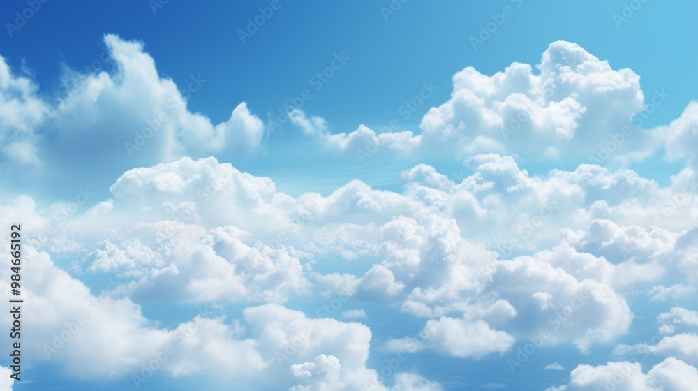 Beautiful sky with fluffy white clouds. Neural network ai generated art Beautiful sky with fluffy white clouds. Neural network ai generated art