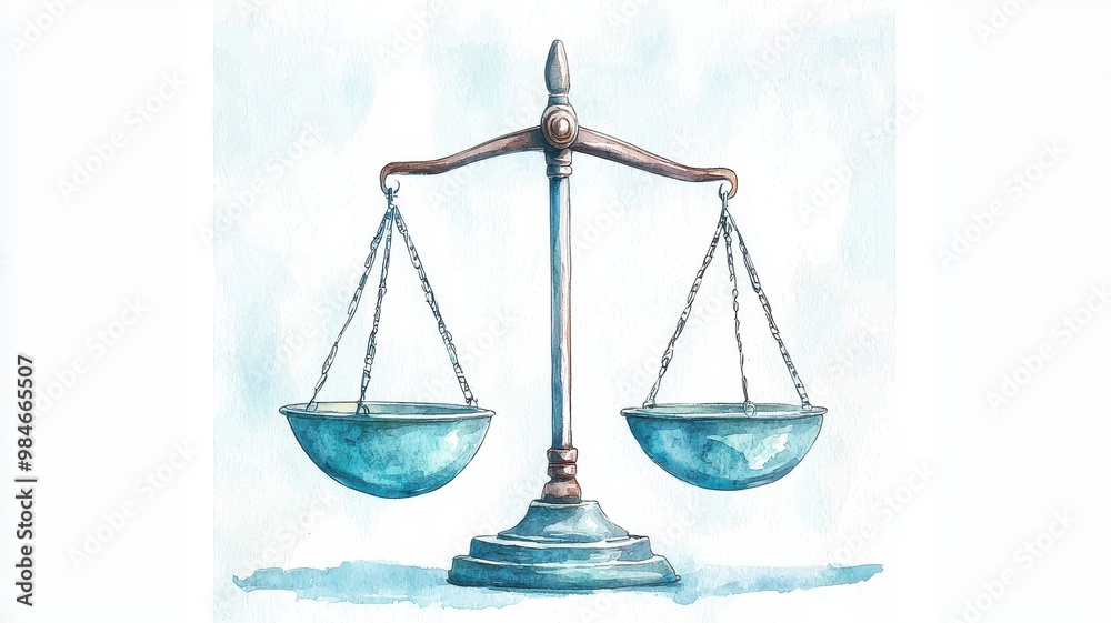 Import tariffs, weighing scales tipped by high taxes, watercolor style Import tariffs, weighing scales tipped by high taxes, watercolor style