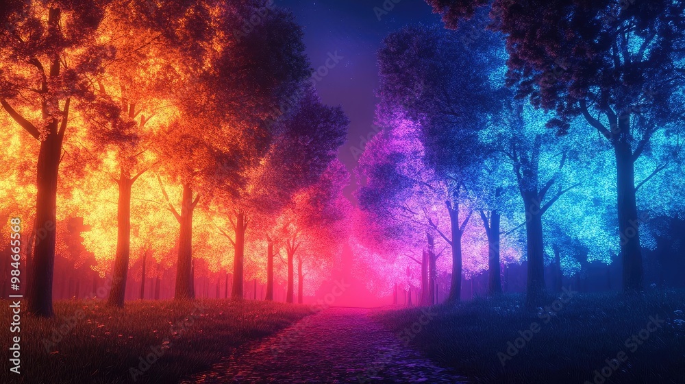 A mystical forest pathway illuminated by vibrant autumn colors and soft mist, creating a dreamlike atmosphere for exploration. A mystical forest pathway illuminated by vibrant autumn colors and soft mist, creating a dreamlike atmosphere for exploration.