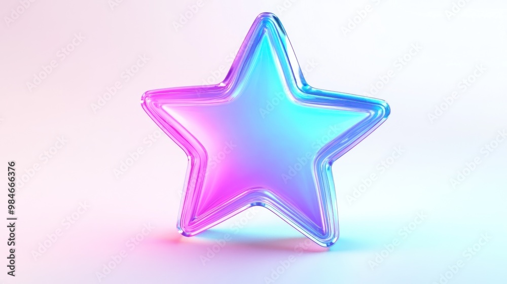 A glowing, translucent star shape with a gradient of blue and pink hues. A glowing, translucent star shape with a gradient of blue and pink hues.