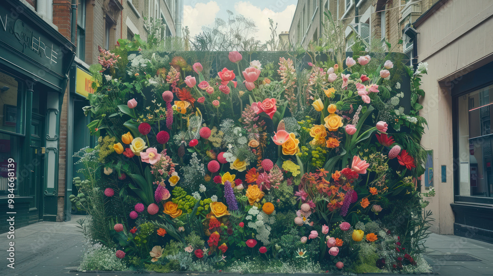 Obraz premium A fashion marketing initiative that plants seeds in public spaces, growing living billboards of flowers and plants that spell out brand messages