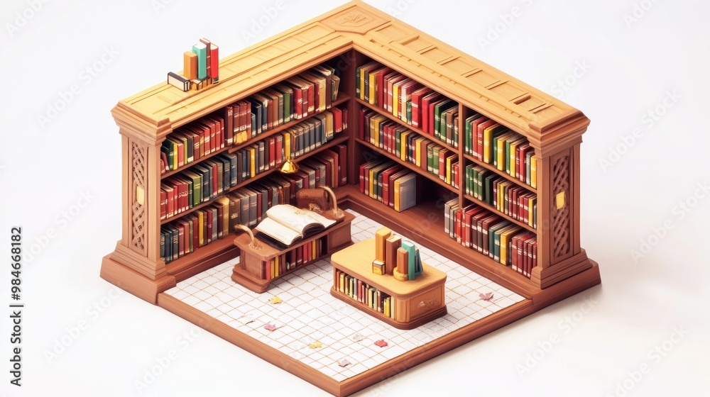 A cozy library scene featuring shelves of books, a reading area, and a warm atmosphere. A cozy library scene featuring shelves of books, a reading area, and a warm atmosphere.