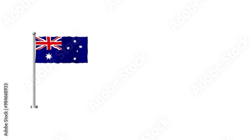 Australia waving flag animation on white background.