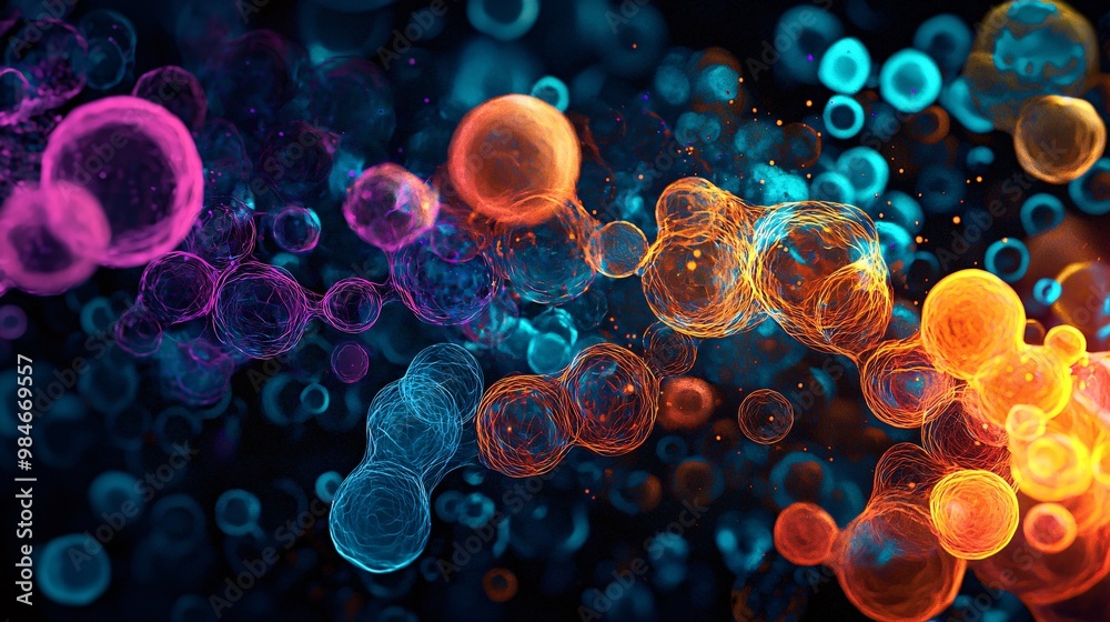 Abstract Colorful Bubbles in Dark Background Abstract Colorful Bubbles in Dark Background