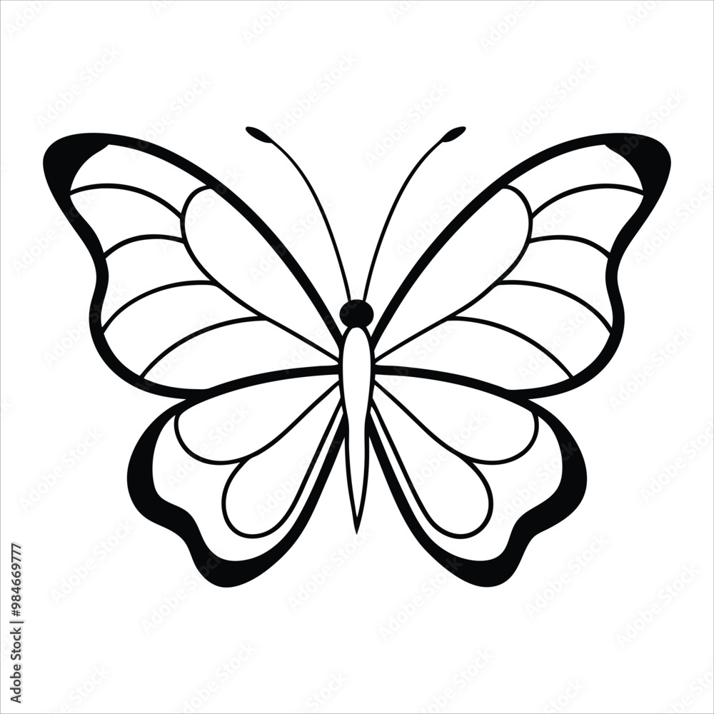 Black butterfly vector design. Line art Black butterfly vector design. Line art