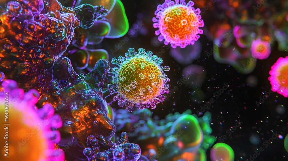 Colorful Abstract Virus Cells Colorful Abstract Virus Cells