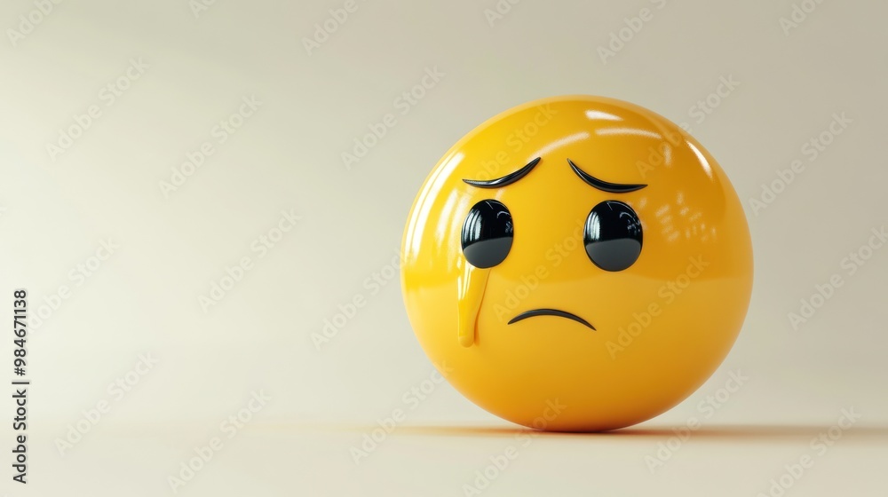 A sad yellow emoji with a tear, expressing sorrow or disappointment. A sad yellow emoji with a tear, expressing sorrow or disappointment.