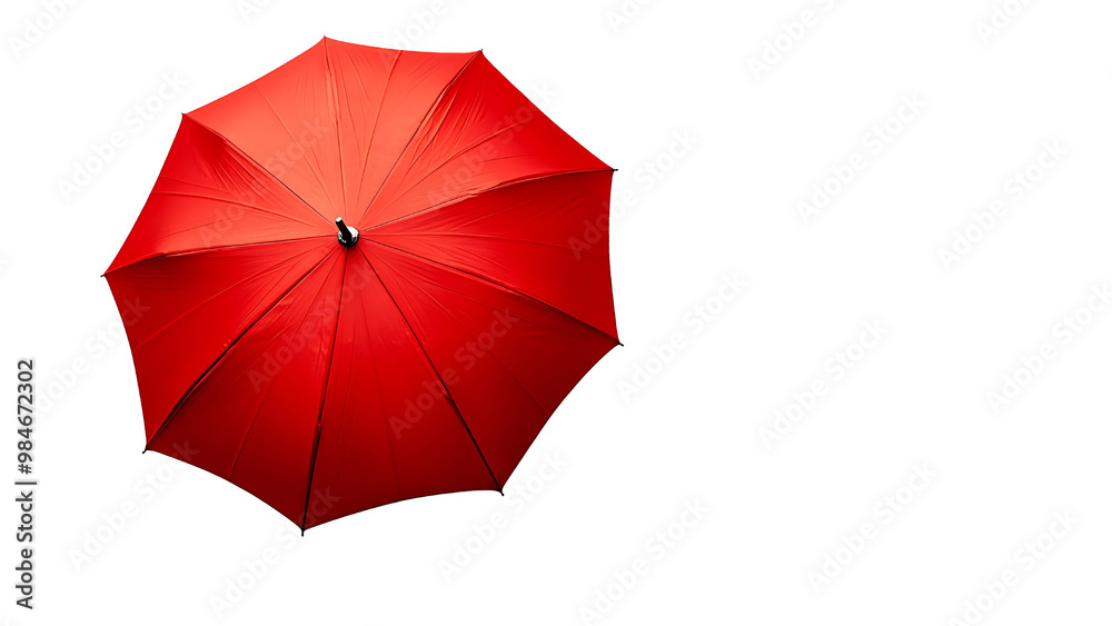 A red umbrella is open and is in the middle of a transparent background. A red umbrella is open and is in the middle of a transparent background.