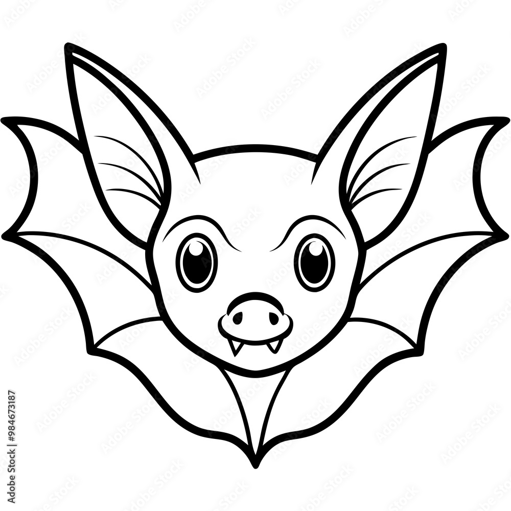 Close-Up Vector of a Bat's Face Pointy Ears and Large Eyes Close-Up Vector of a Bat's Face Pointy Ears and Large Eyes
