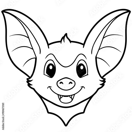 Close-Up Vector of a Bat's Face Pointy Ears and Large Eyes photo