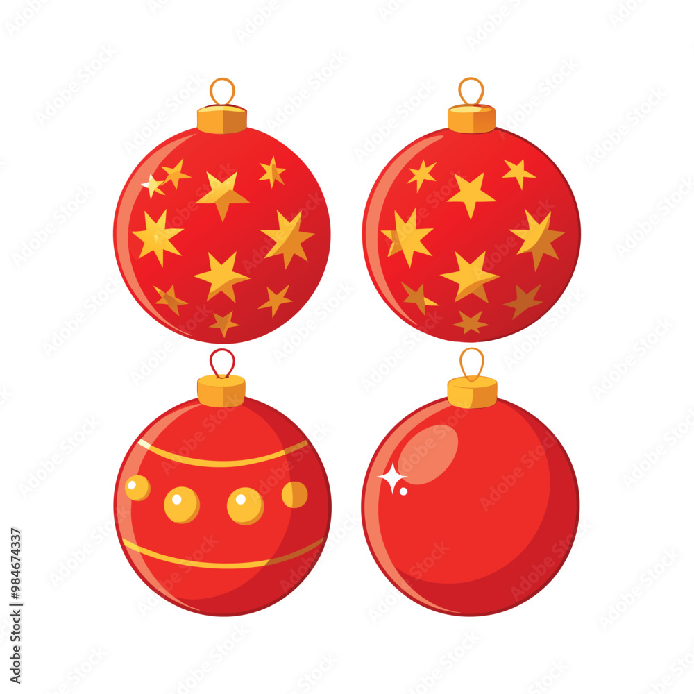 Christmas red and green balls, Christmas ornament decoration Vector art illustration Christmas red and green balls, Christmas ornament decoration Vector art illustration