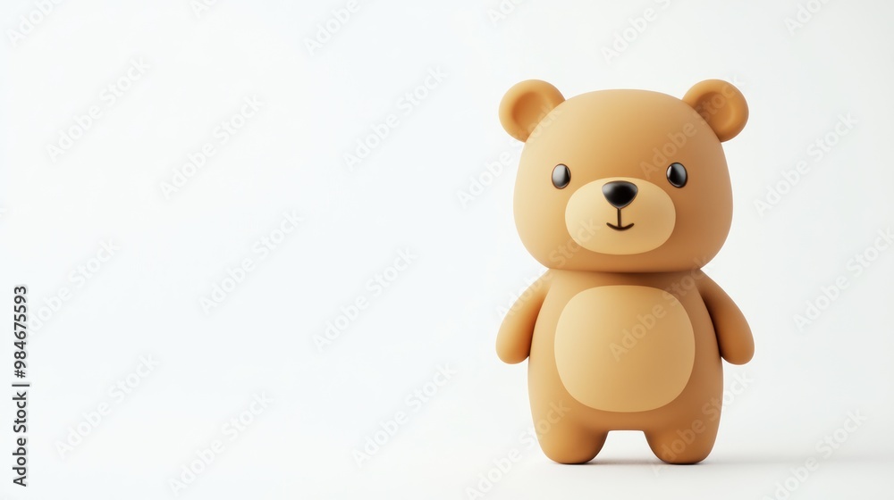A cute, cartoonish brown bear figurine stands against a plain background.