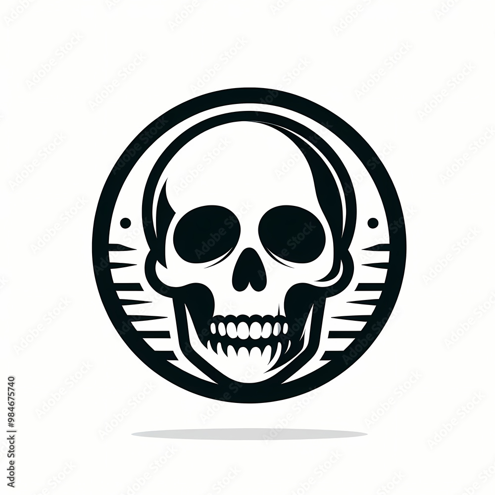 Black minimalist skeleton logo isolated on white background, edgy design Black minimalist skeleton logo isolated on white background, edgy design