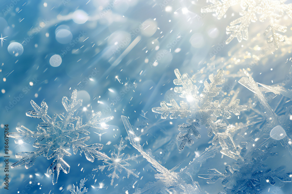 Snowflakes with snow crystals on a blue background at Christmas, festive season illustration stock image Snowflakes with snow crystals on a blue background at Christmas, festive season illustration stock image