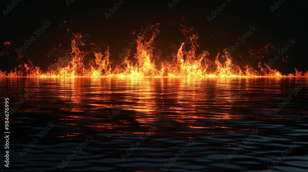 Fiery Reflection on Rippling Water Fiery Reflection on Rippling Water
