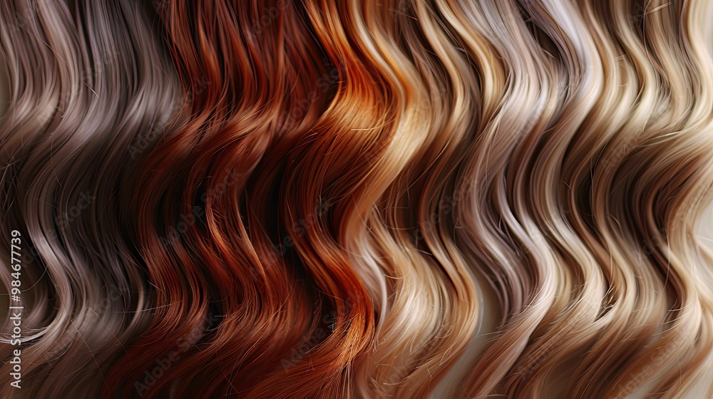 Close-up of Wavy Hair in Shades of Brown, Red, and Blonde Close-up of Wavy Hair in Shades of Brown, Red, and Blonde