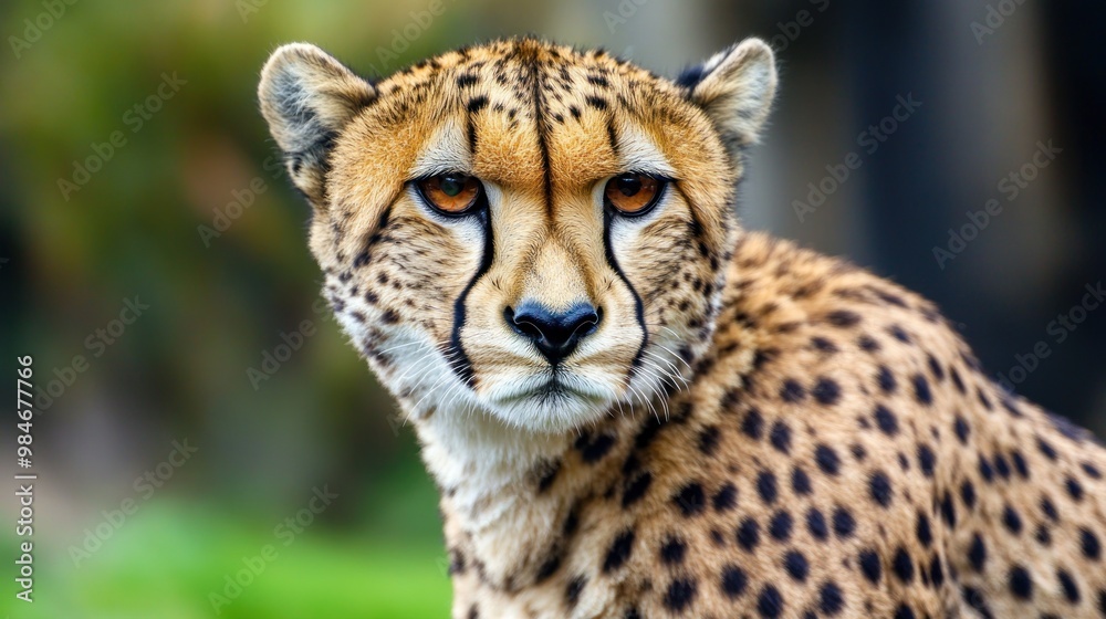 A close-up of a cheetah showcasing its distinctive fur and striking eyes. A close-up of a cheetah showcasing its distinctive fur and striking eyes.
