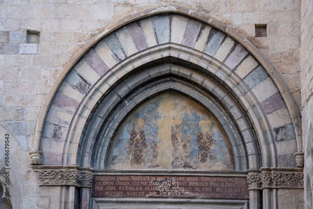 Sant Feliu de Girona, south facade portal, Girona, Catalonia, Spain