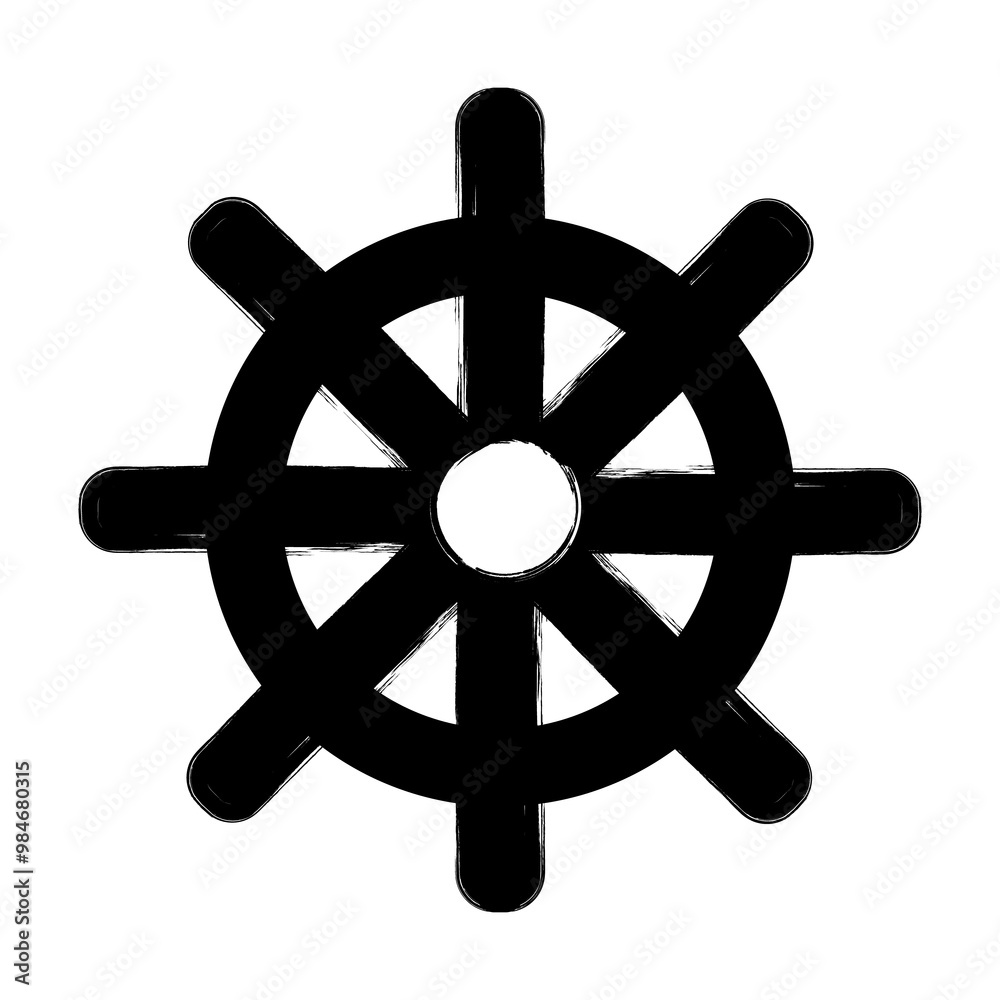 Wheel Dharma. Symbol birth and death, process attaining enlightenment. Dharmachakra. Wheel with eight spokes. Eightfold path. Wheel Dharma. Symbol birth and death, process attaining enlightenment. Dharmachakra. Wheel with eight spokes. Eightfold path.
