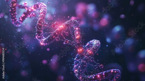 Diagram of a viral replication cycle, highlighting RNA synthesis. Dark backdrop with bright annotations.