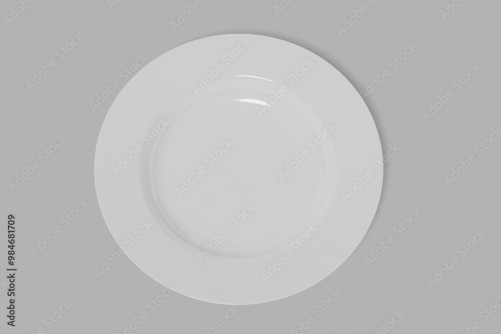White empty plate isolated on gray background White empty plate isolated on gray background
